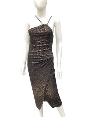 IRO Paris Dress Women’s Size S Asymmetrical Body Hugging Sleeveless Black&Bronze